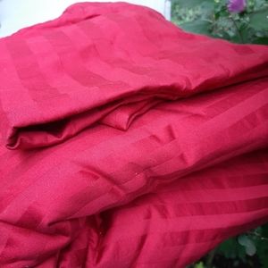 Supima Cotton King Duvet Cover & 2 King Shams Damask Stripe Dark Red